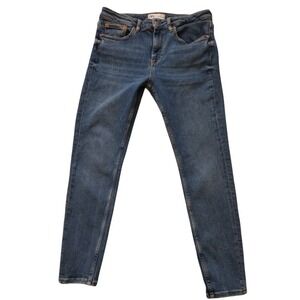 Zara‎ Jeans Women's Size 12 Blue Denim Mid Rise Skinny Stretch Med Wash